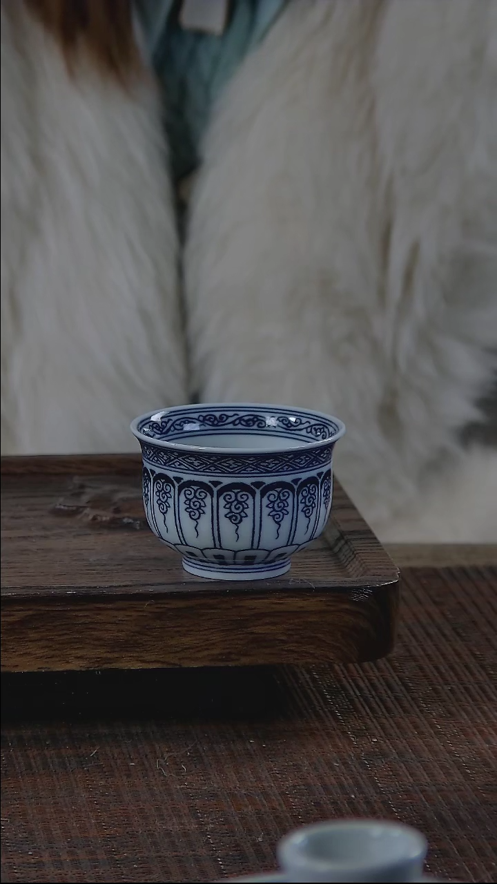 【闪购商品】折葵非器手工手绘宝相莲小炉式杯