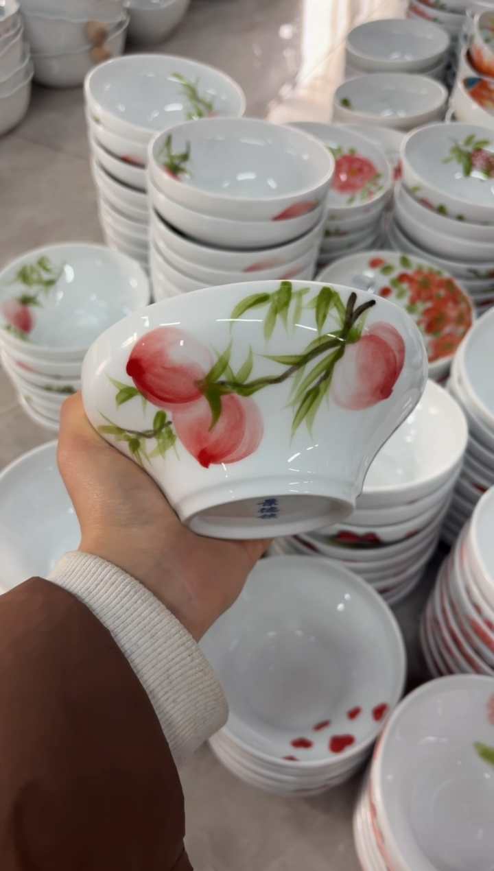 瓷片景德镇高温陶瓷食品级手绘釉中彩-葫芦碗
