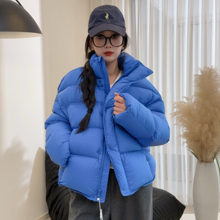布鲁斯蓝90白鹅绒短款羽绒服女款2025新款爆款鹅绒服冬季保暖加厚
