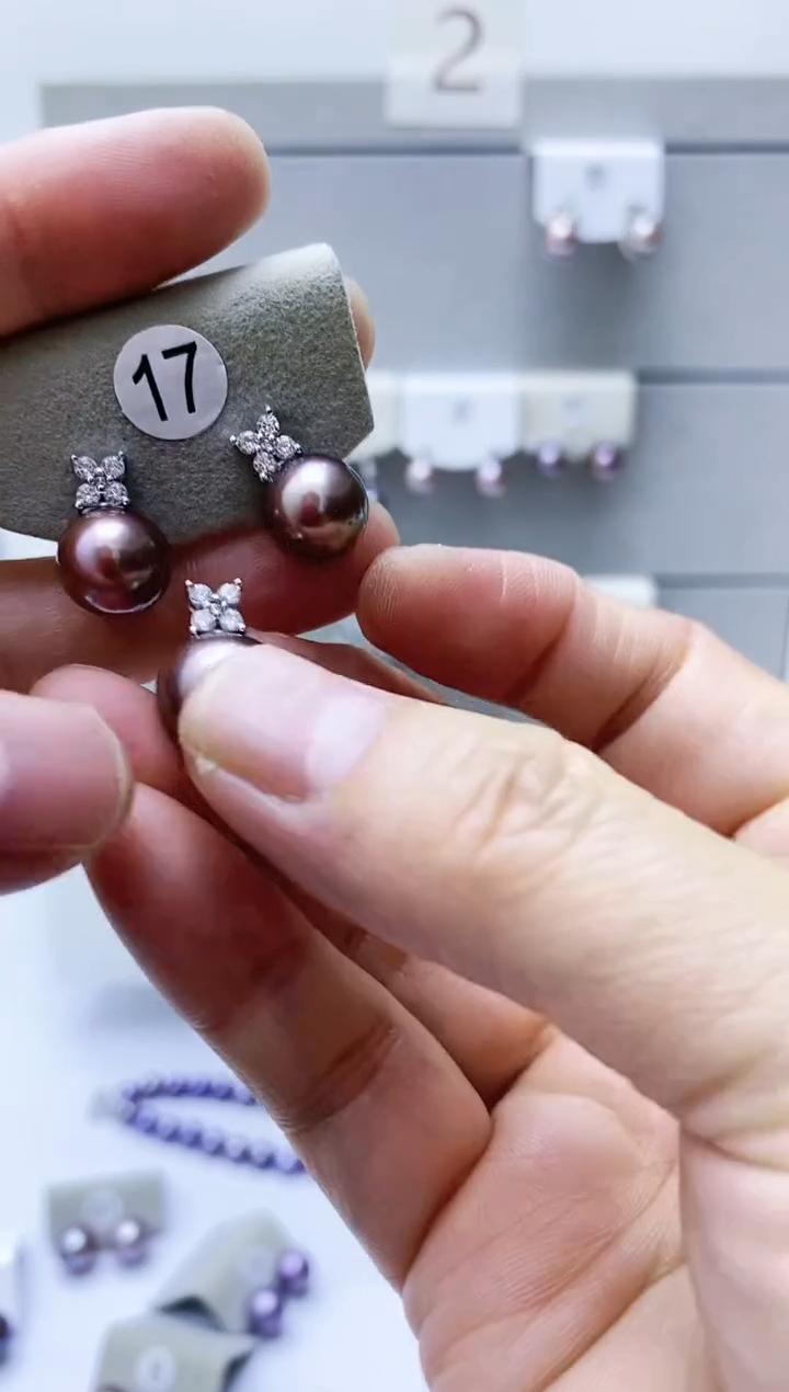【闪购商品】淡水珍珠耳饰银S925镶嵌17套