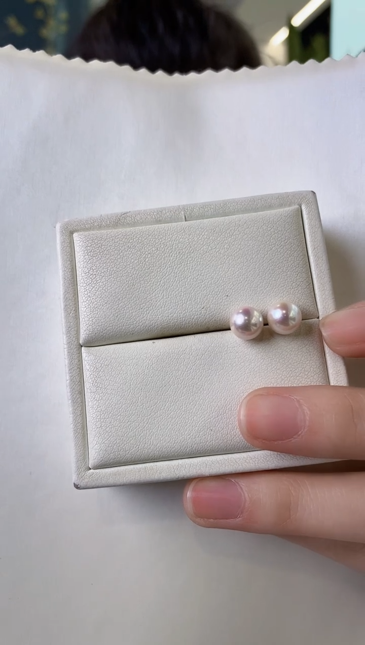 【闪购商品】海水珍珠耳饰18K金镶嵌7.5-8Akoya海水珍珠耳饰