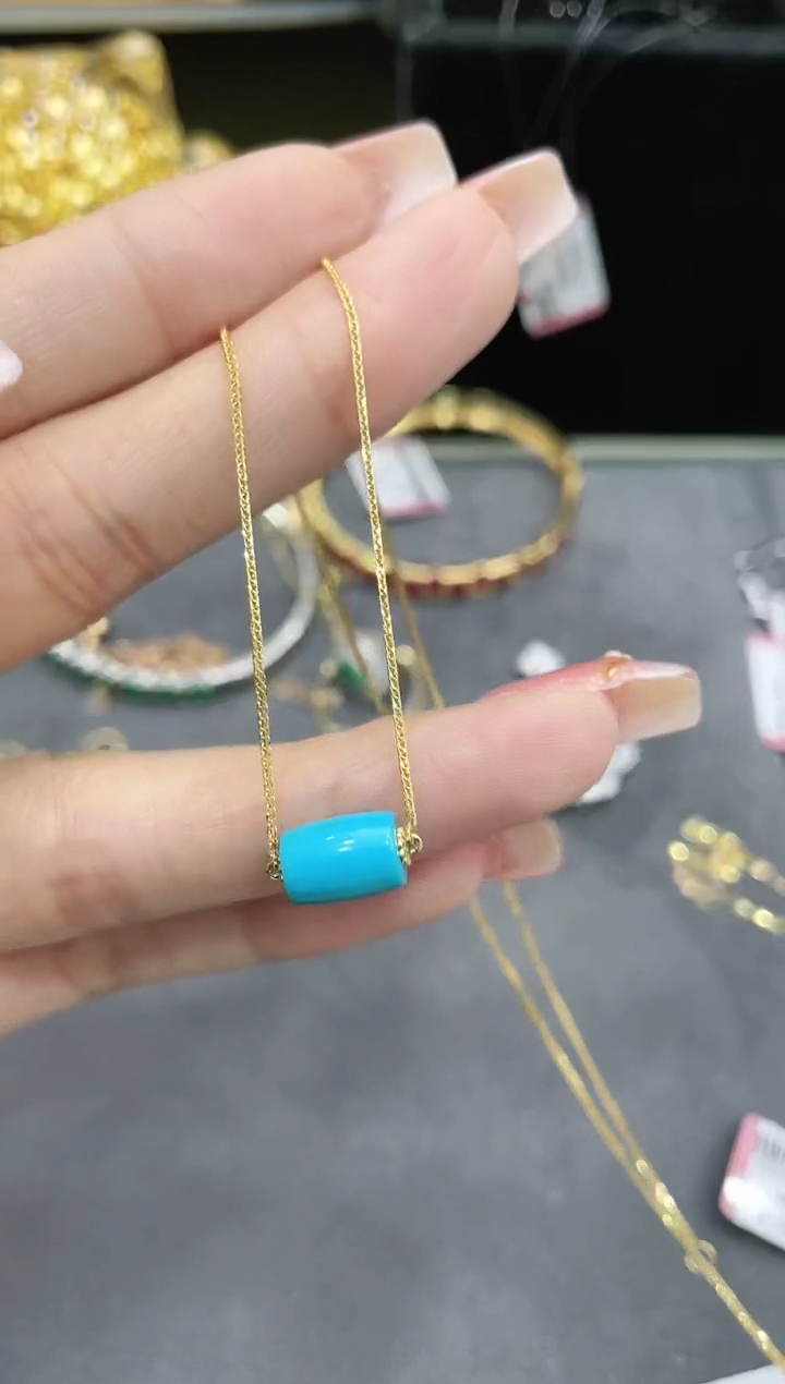 【闪购商品】绿松石项链18K金镶嵌·