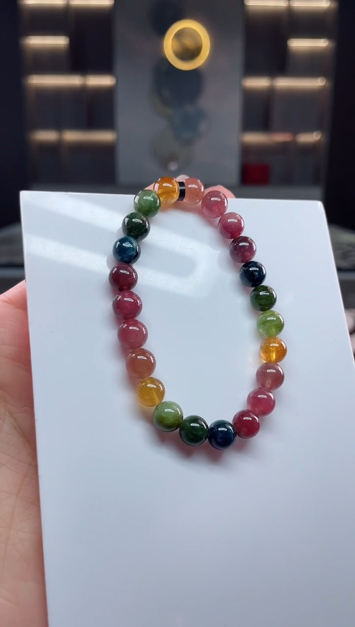 未镶嵌老矿碧玺单圈手串8mm+碧玺多样性发一条T