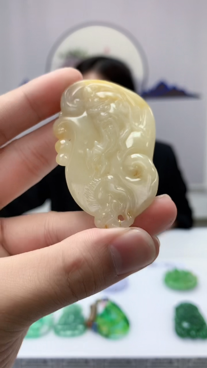 【闪购商品】定制翡翠未镶嵌4852bb-毛货挂件71