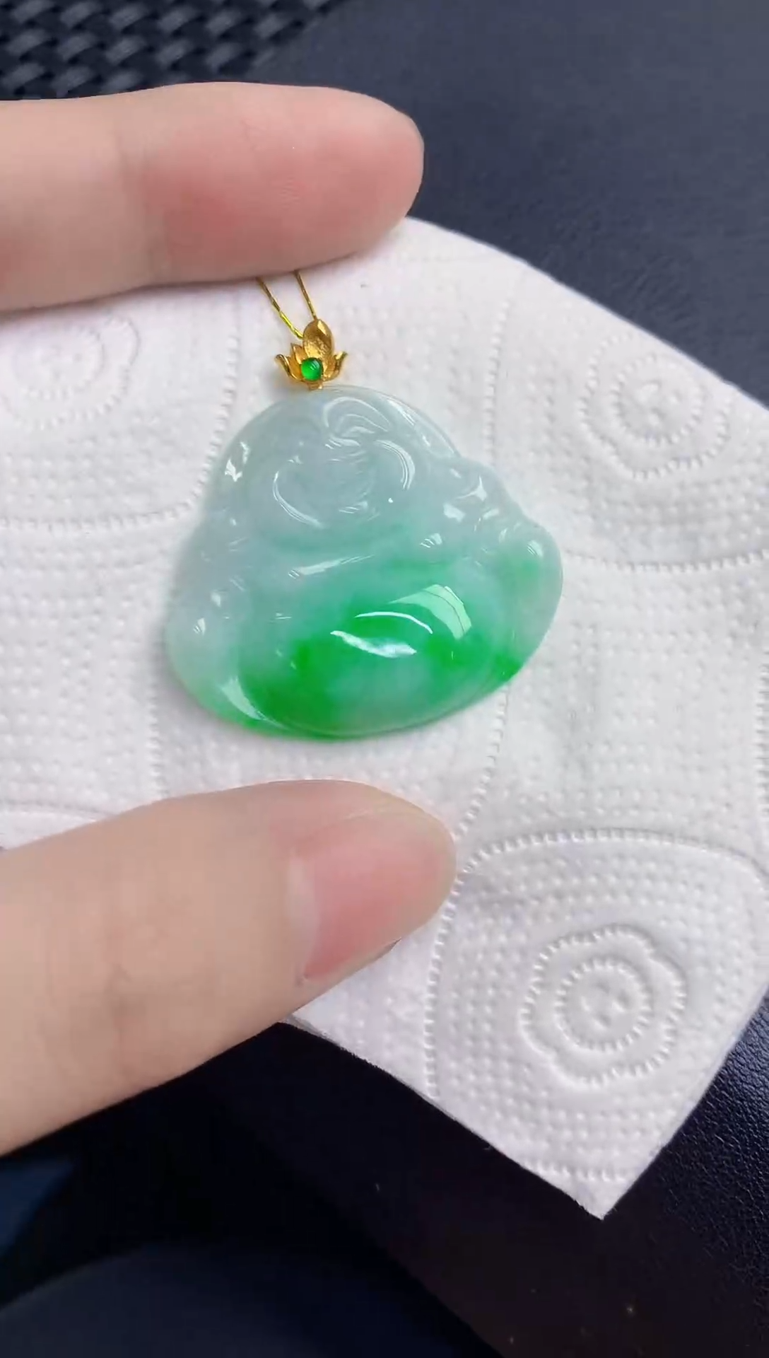 颈饰18K金镶嵌翡翠天然翡翠缅甸A货