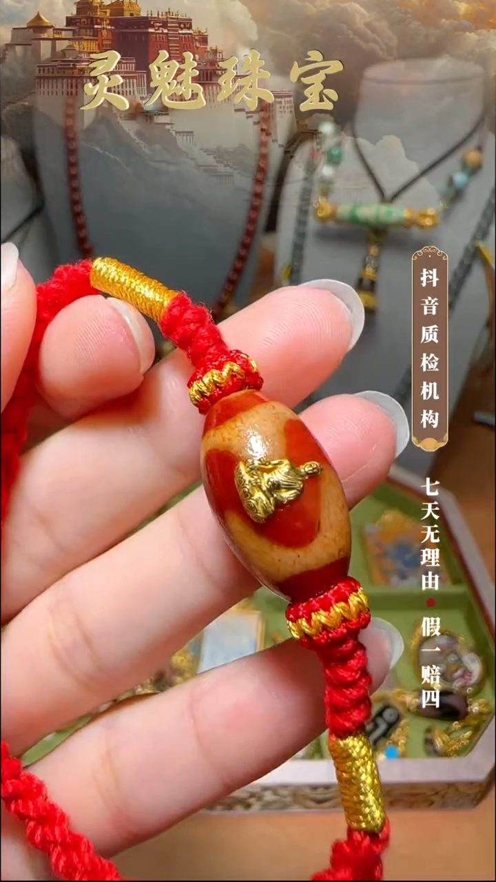 玛瑙/玉髓（覆膜）颈饰18K金镶嵌手串