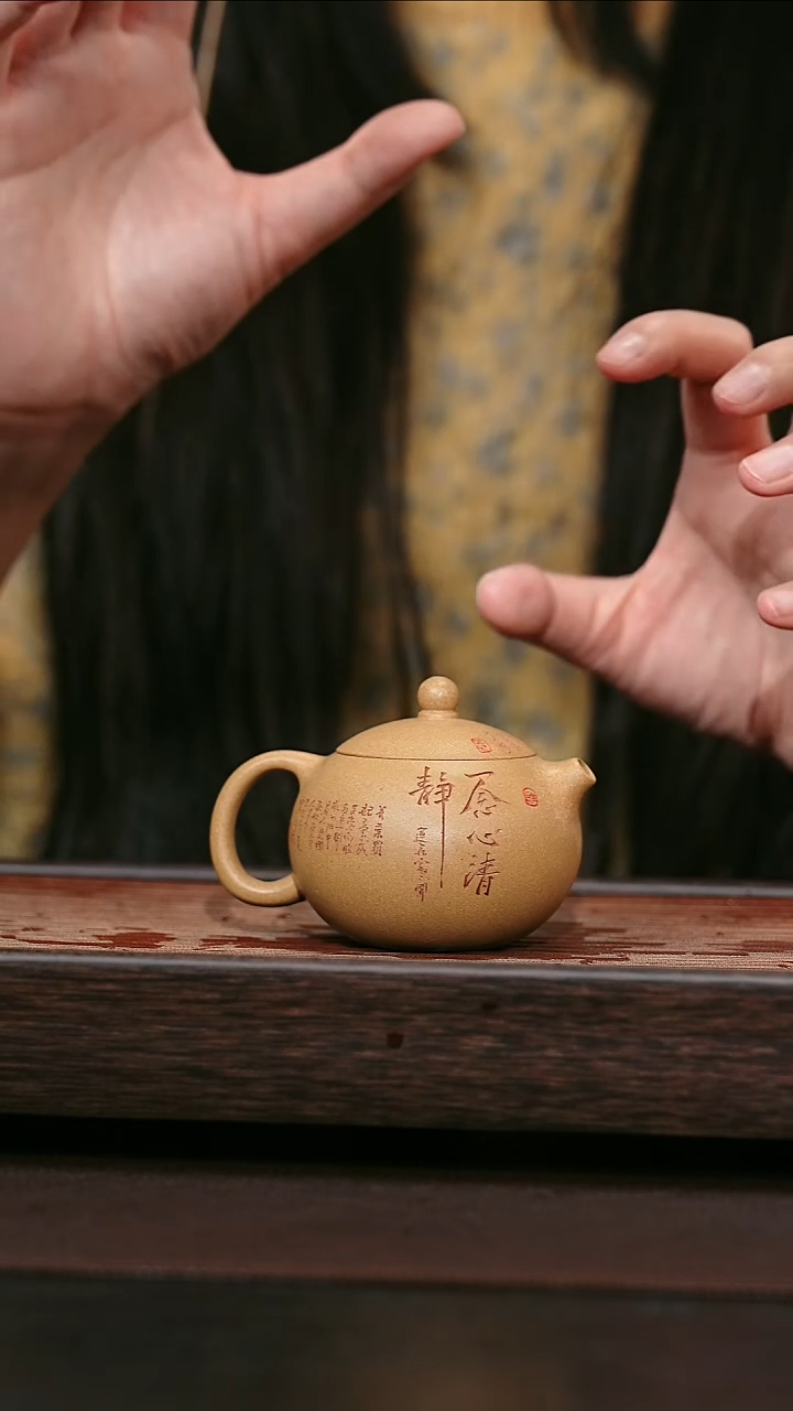 茶壶紫砂原矿紫砂壶  西施刻绘 