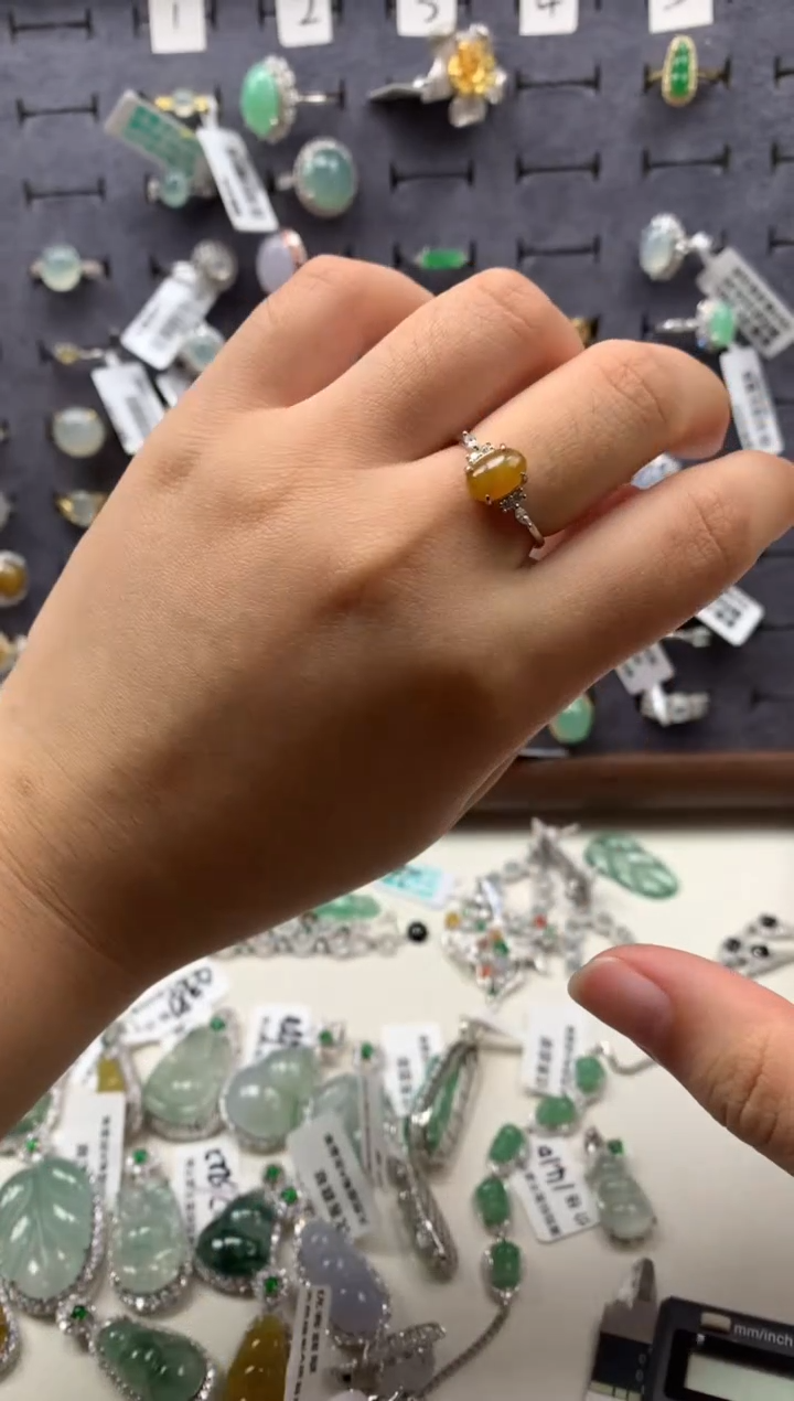 银S925镶嵌戒指翡翠6