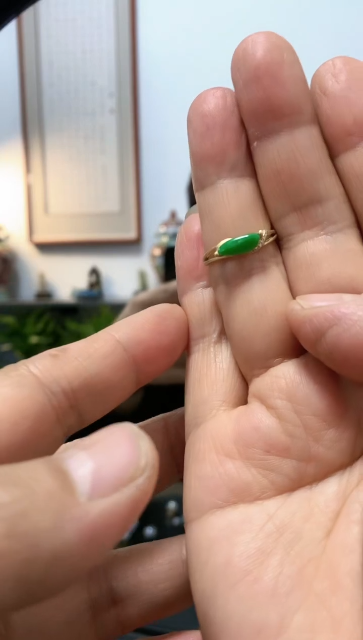 【闪购商品】翡翠戒指18K金镶嵌戒指