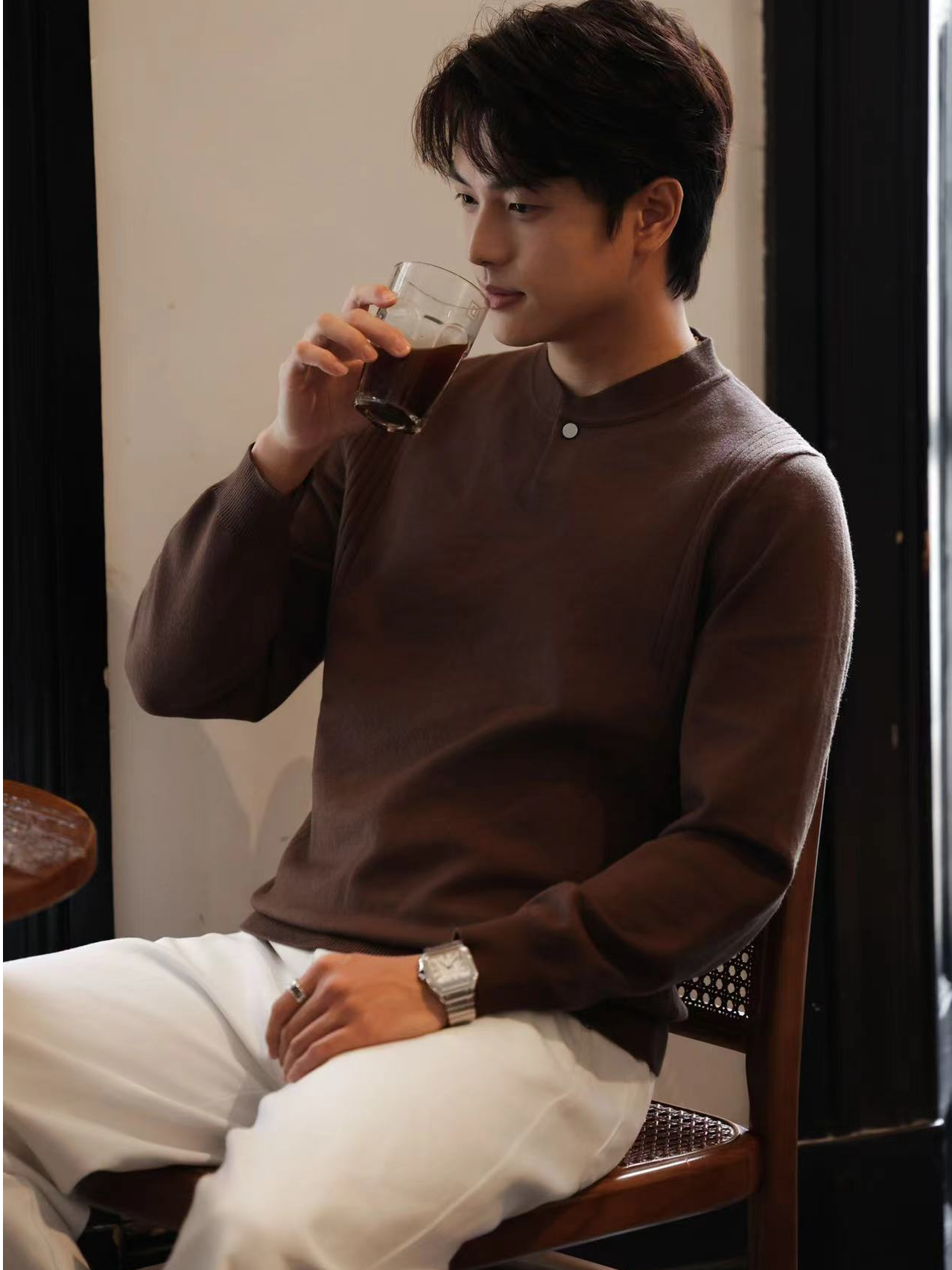 C/Dong【25秋冬黑标系列】亨利领 16针 特定纹理纱线针织毛衣