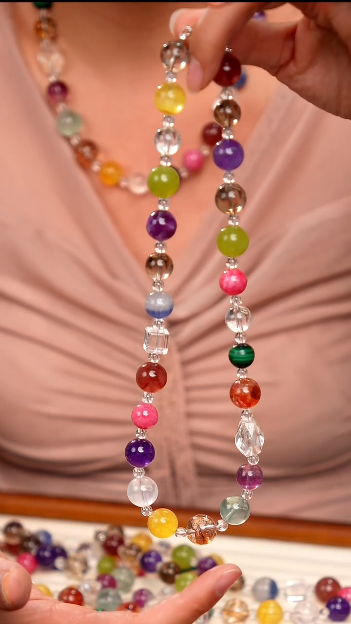 水晶摆件银S925镶嵌天然多宝水晶项链16