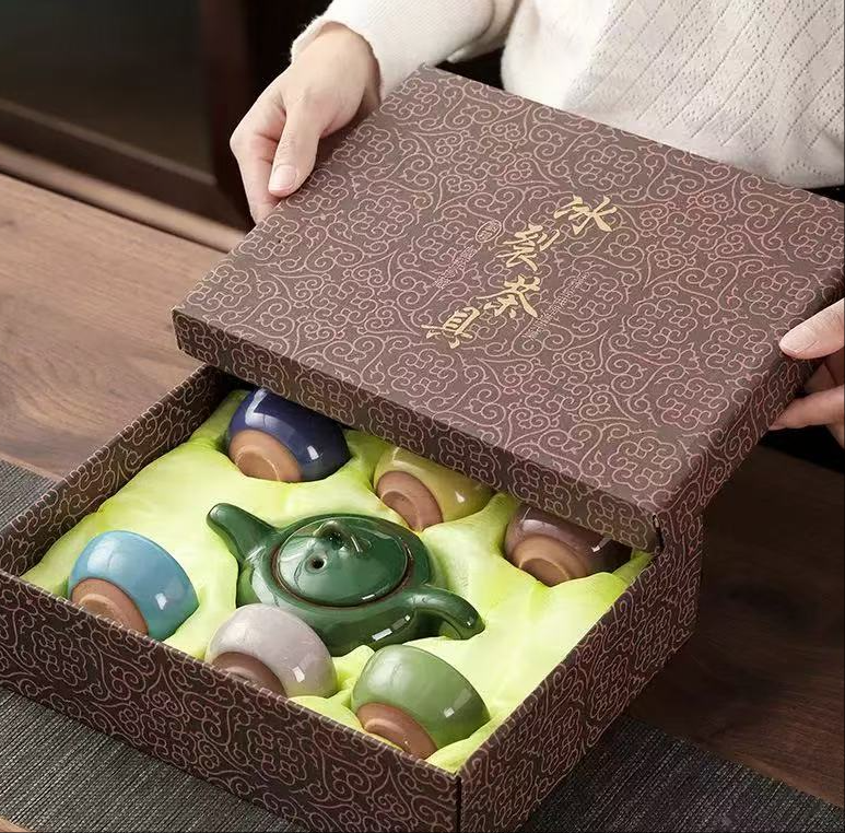 七彩冰裂釉裂纹茶具定制创意礼品适合功夫茶使用
