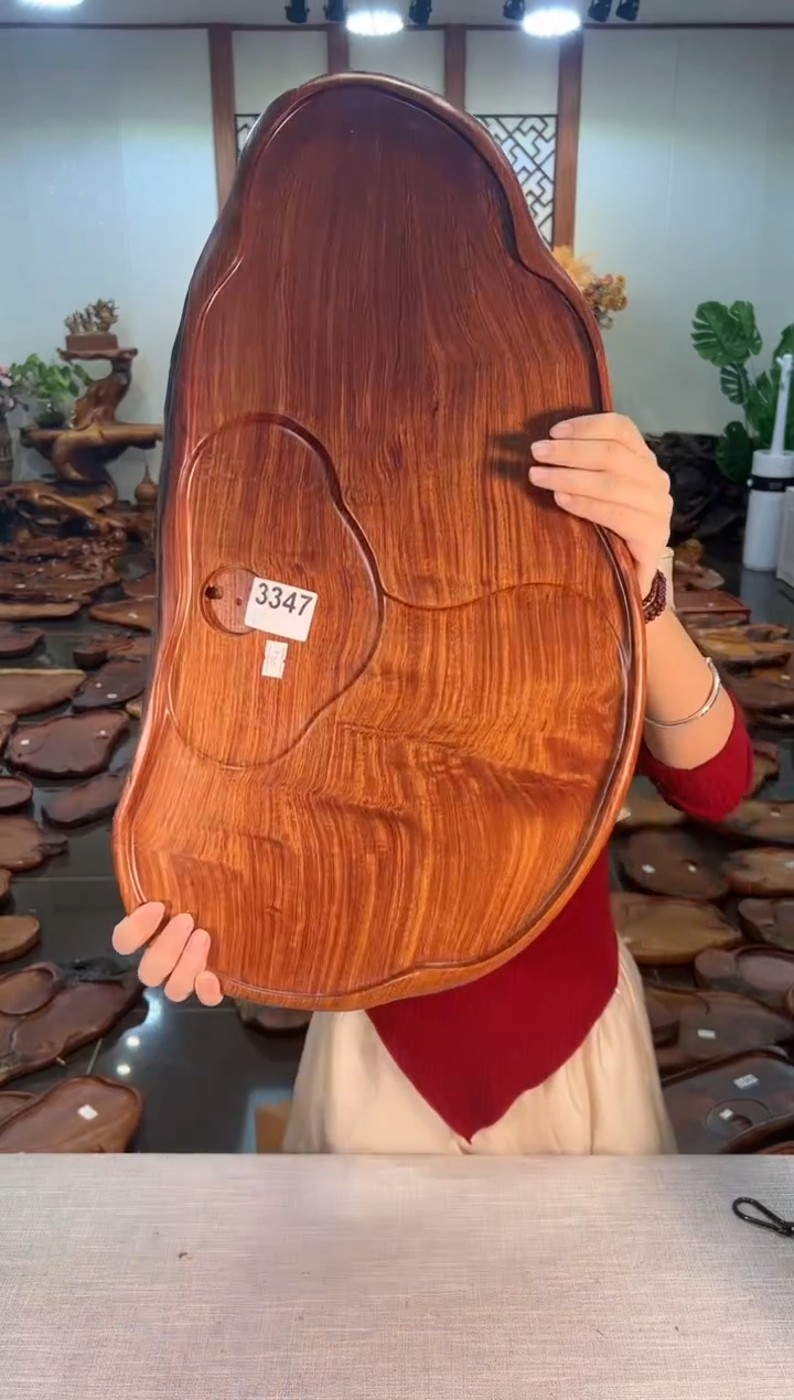 【闪购商品】大果紫檀（缅甸花梨）茶盘3347
