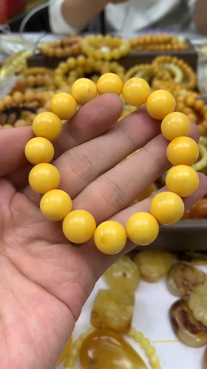 裸石琥珀未镶嵌手串卡12