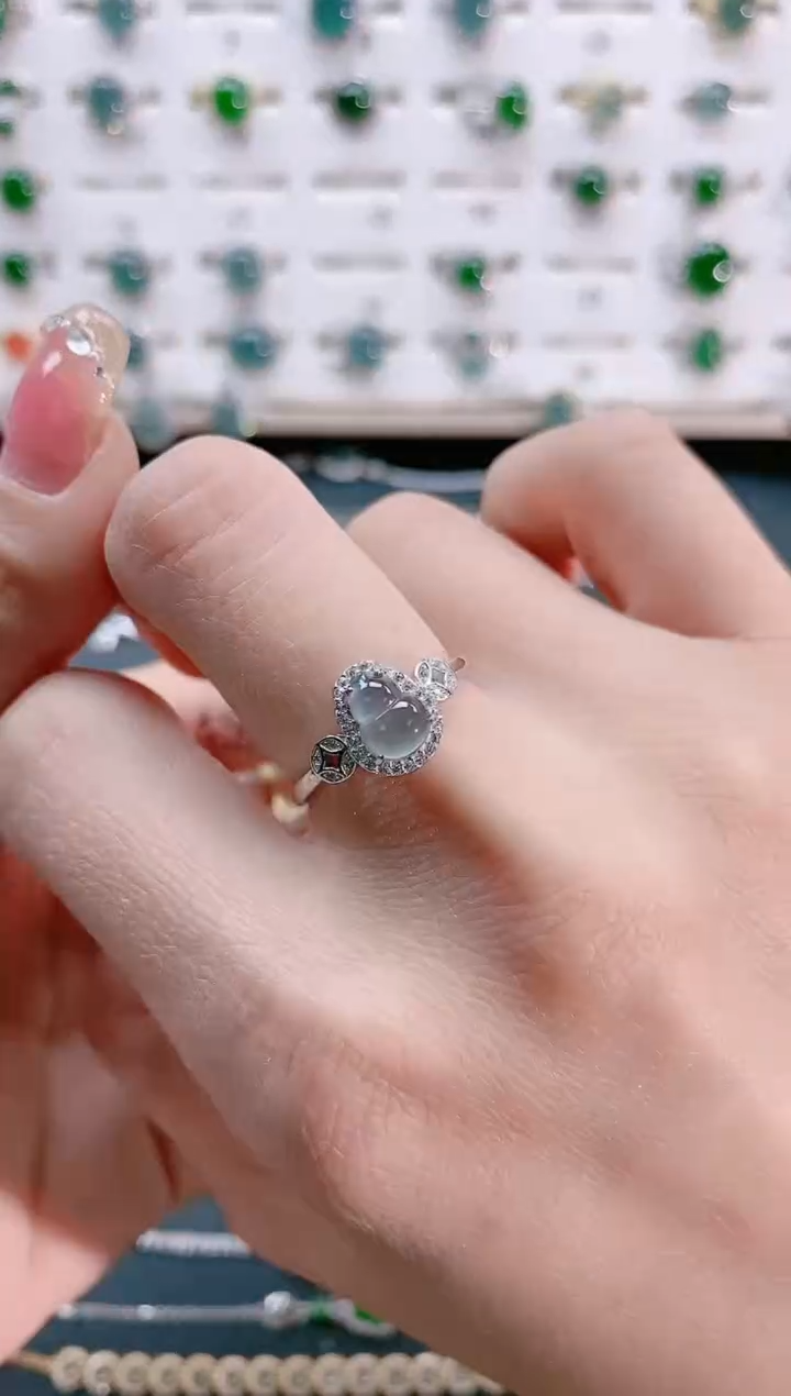 【闪购商品】翡翠戒指银S925镶嵌天然翡翠