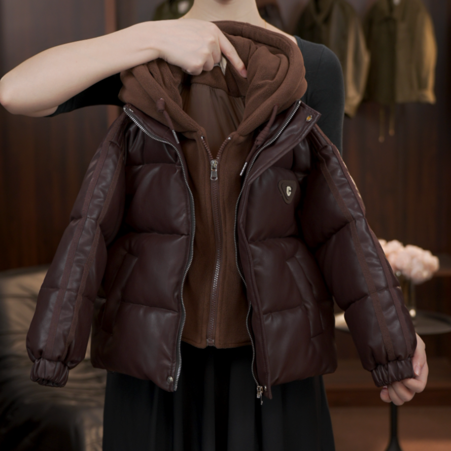【1%】2025新款皮棉衣加厚款假两件时尚外套保暖
