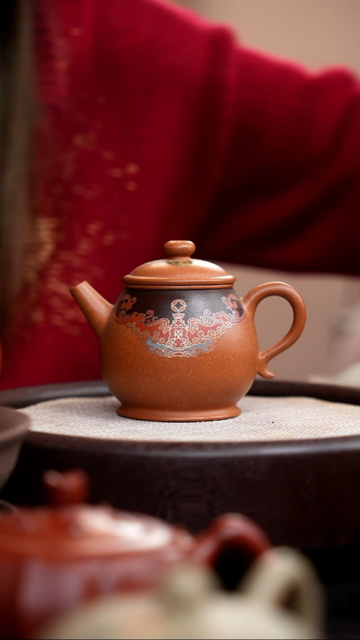 【闪购商品】紫砂茶壶琥珀金砂潘壶卡银丝
