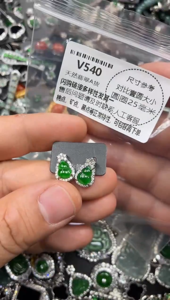 颈饰未镶嵌翡翠V540耳钉