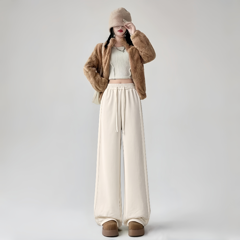 【婷婷专属】羊毛蚕丝秋冬款2025高腰显瘦加绒加厚休闲裤9929