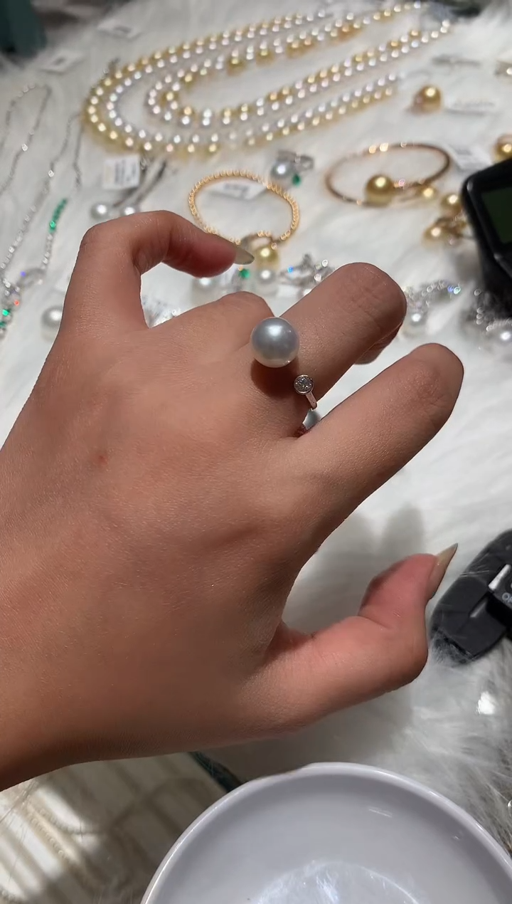 18K金镶嵌戒指海水珍珠A208|5800