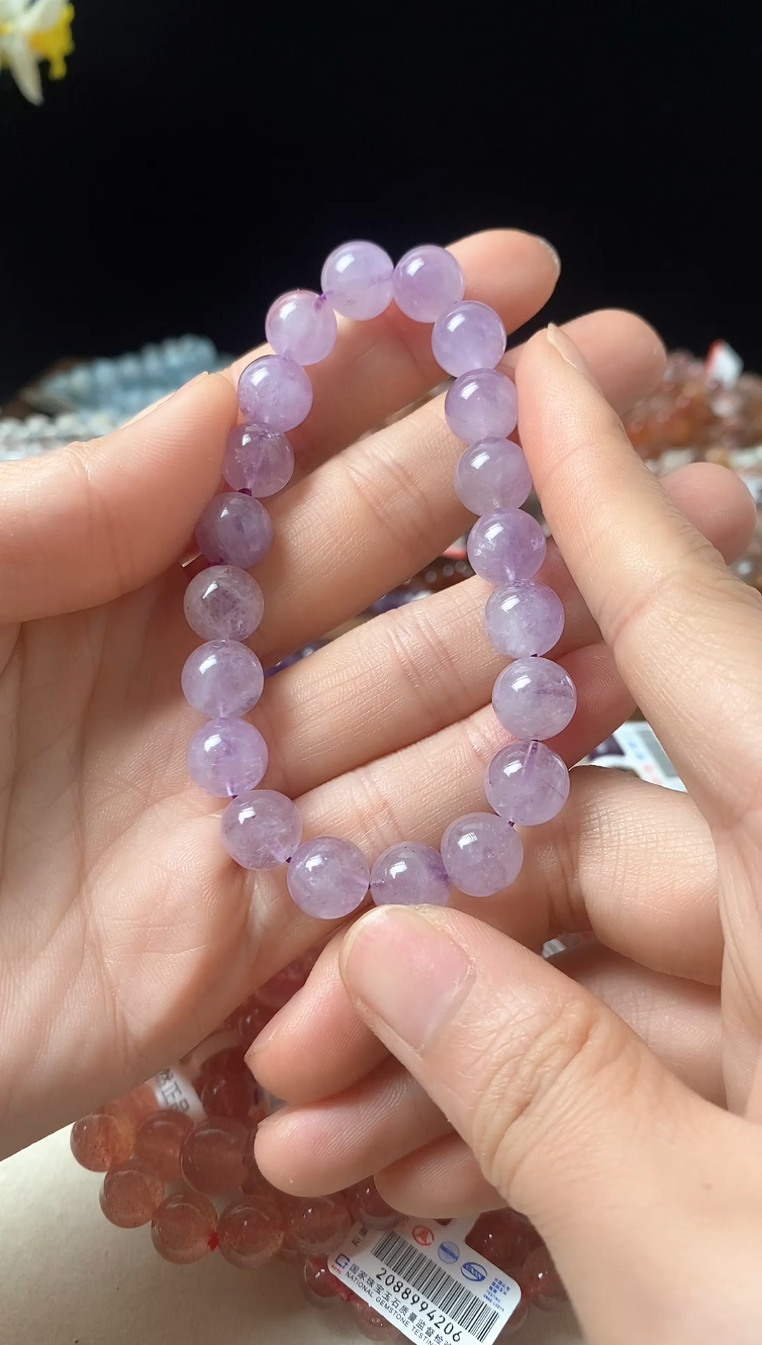 水晶手链银S925镶嵌淡紫超七