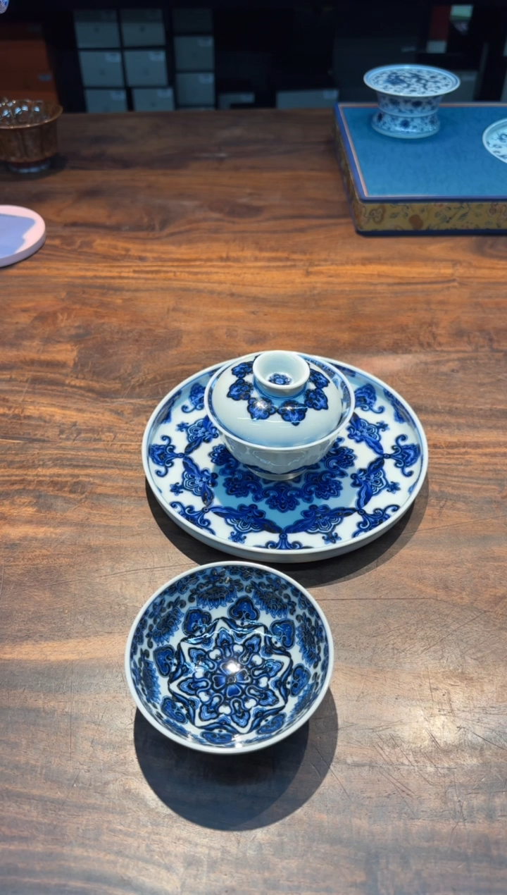 【闪购商品】天义华 敦煌多宝如意莲花纹盖碗 一套