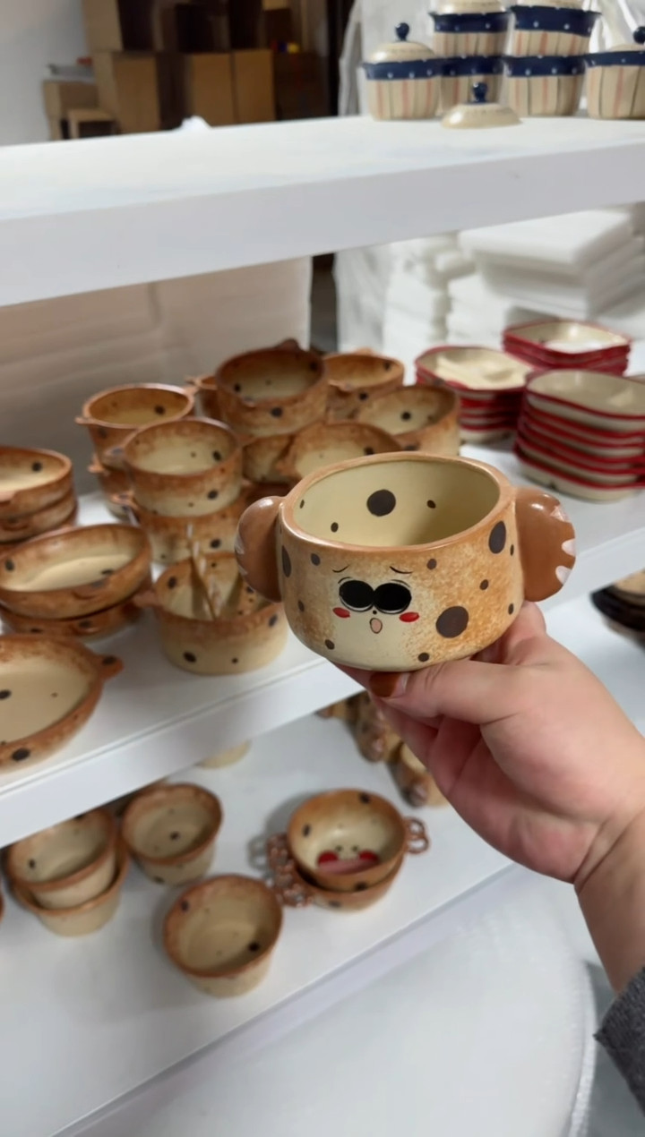 【闪购商品】面包点点碗高温瓷器