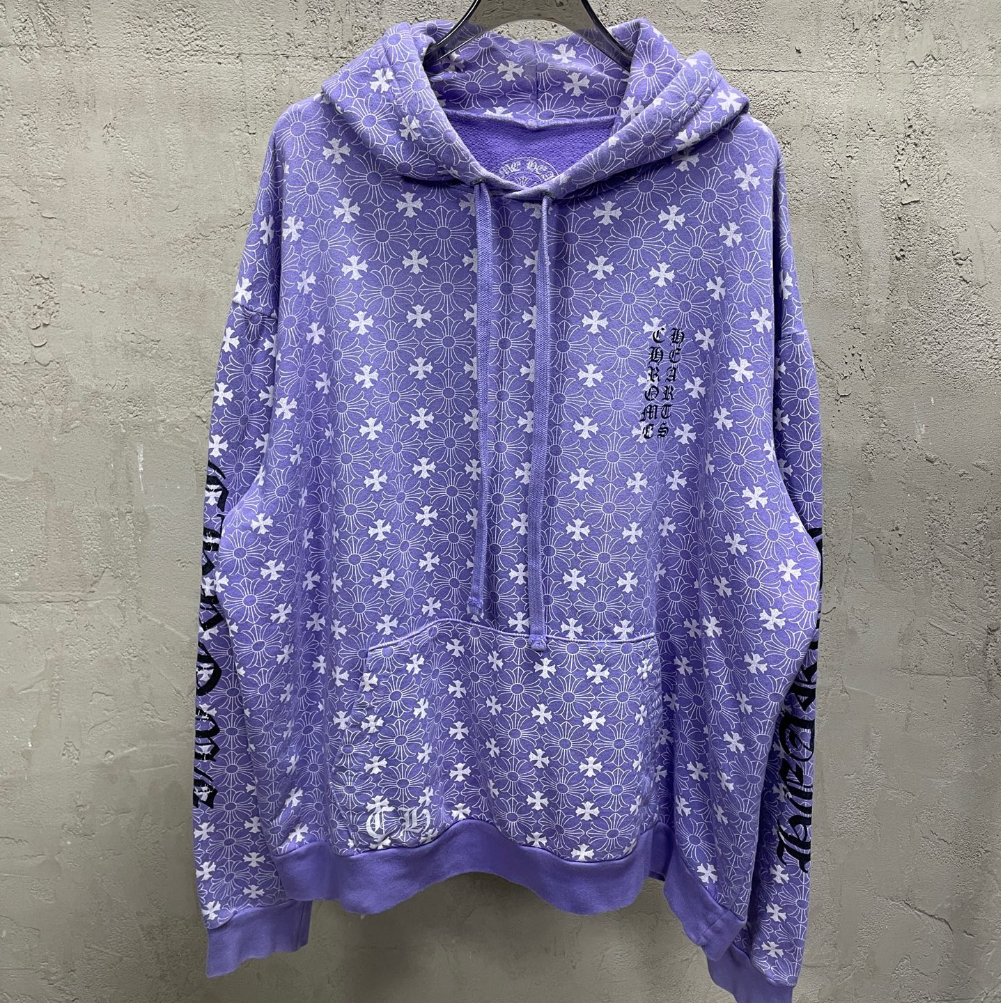 99新 Chrome Hearts/克罗心 紫色满印十字花马蹄连帽卫衣帽衫 