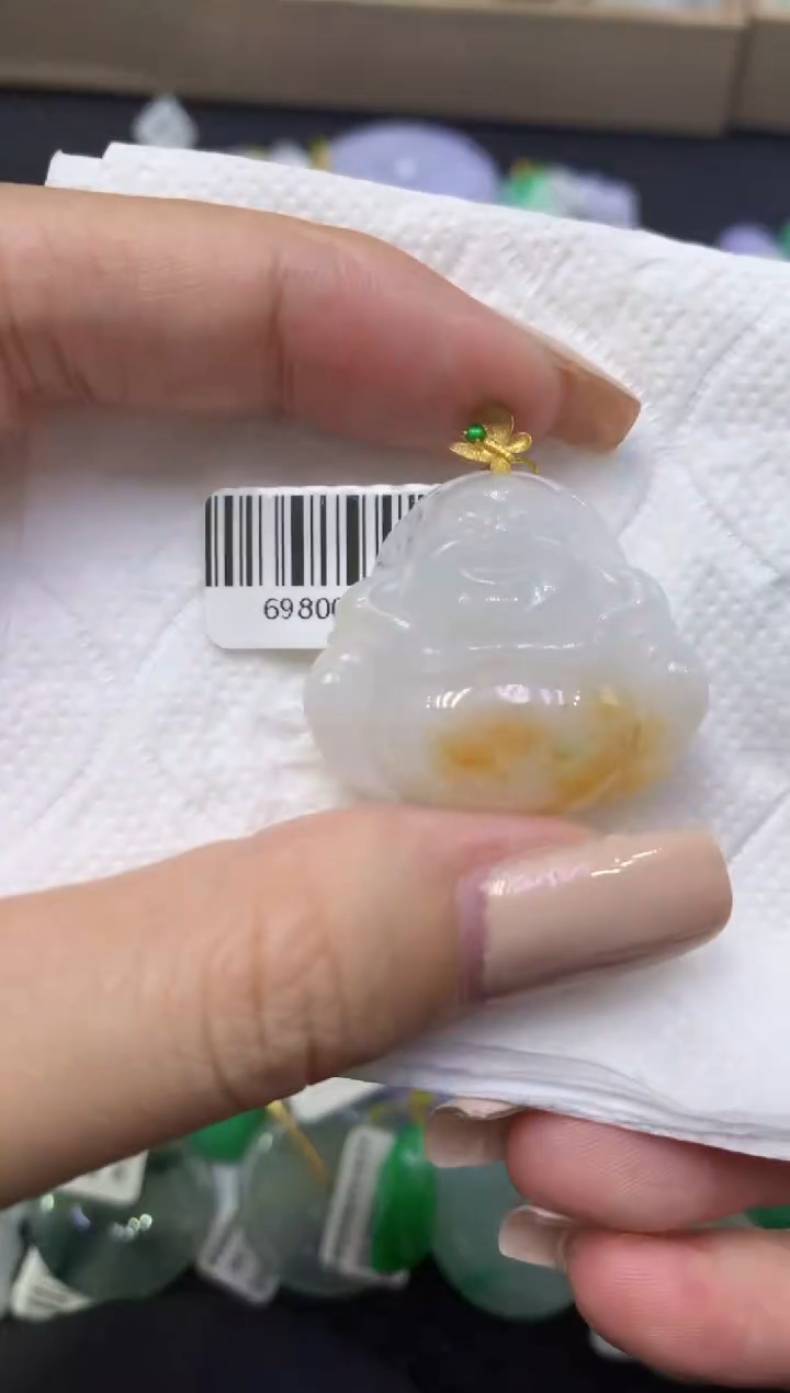 颈饰18K金镶嵌翡翠天然缅甸翡翠A货