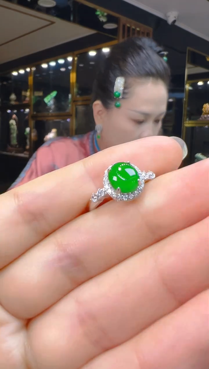 翡翠戒指银S925镶嵌043（多样性发其一）