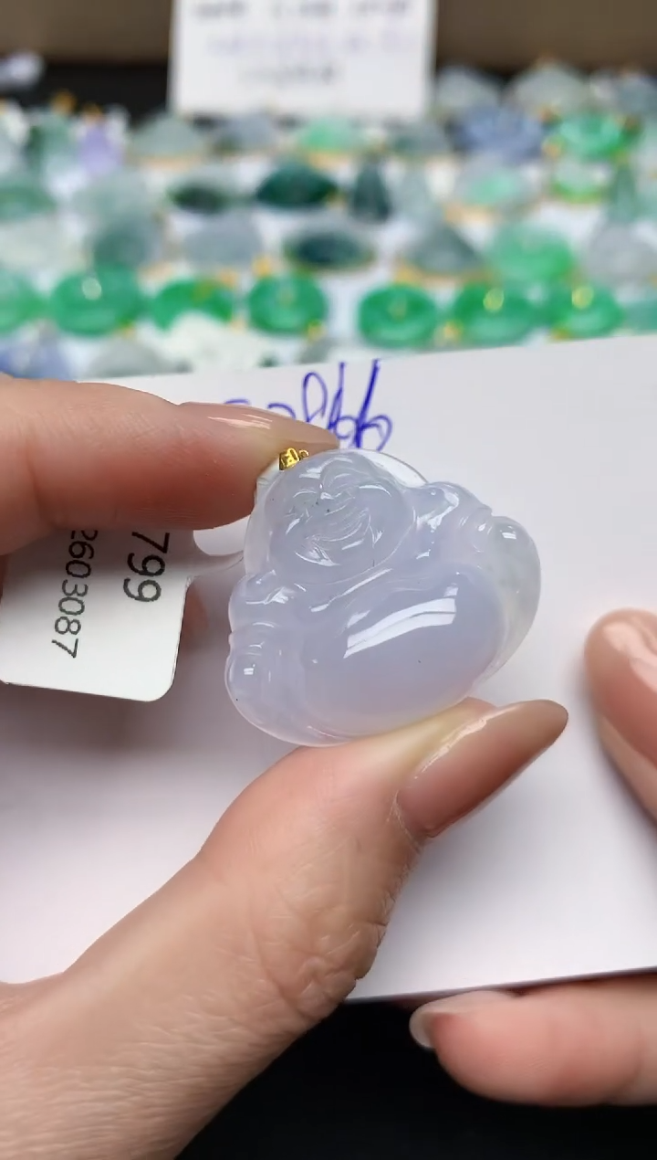 颈饰18K金镶嵌翡翠天然缅甸A货翡翠百元以上9元证书费自理