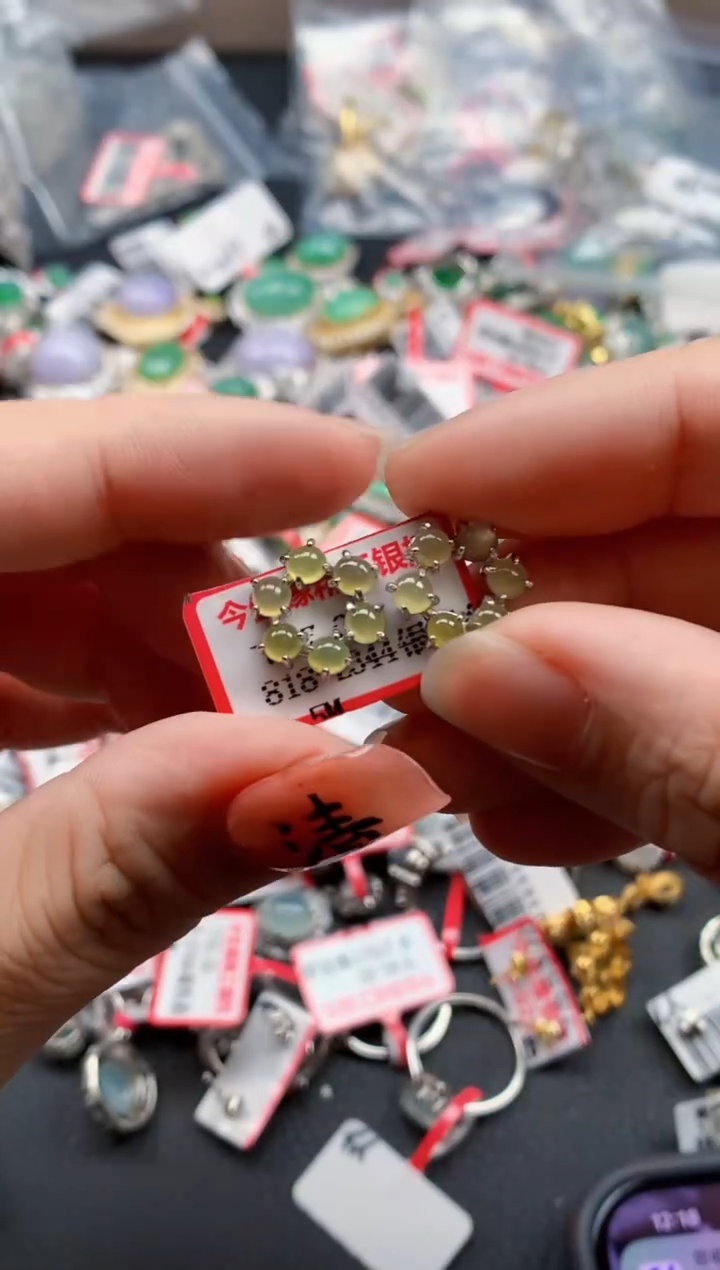 银S925镶嵌戒指翡翠天然A货缅甸翡翠