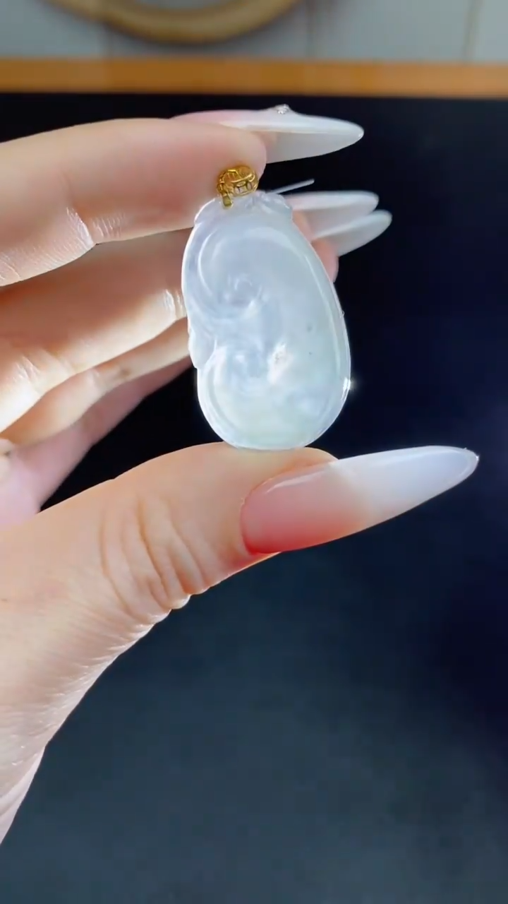 【闪购商品】翡翠挂件18K金镶嵌如意挂件多人@@CMT582-1