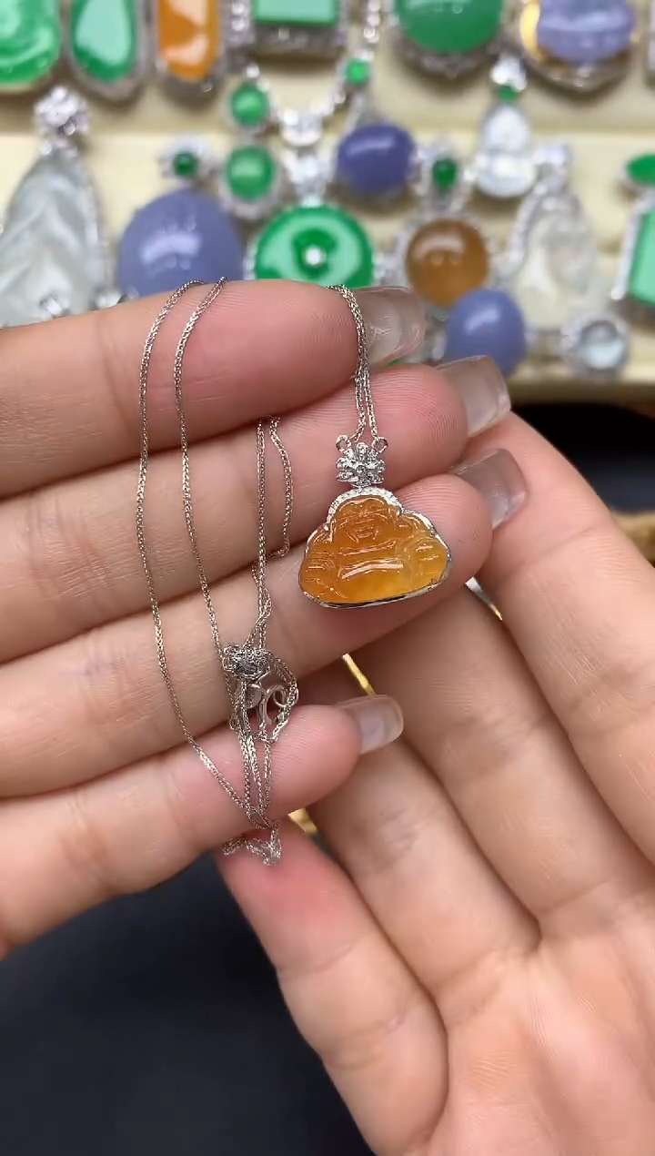 颈饰18K金镶嵌翡翠166-中国好珍宝