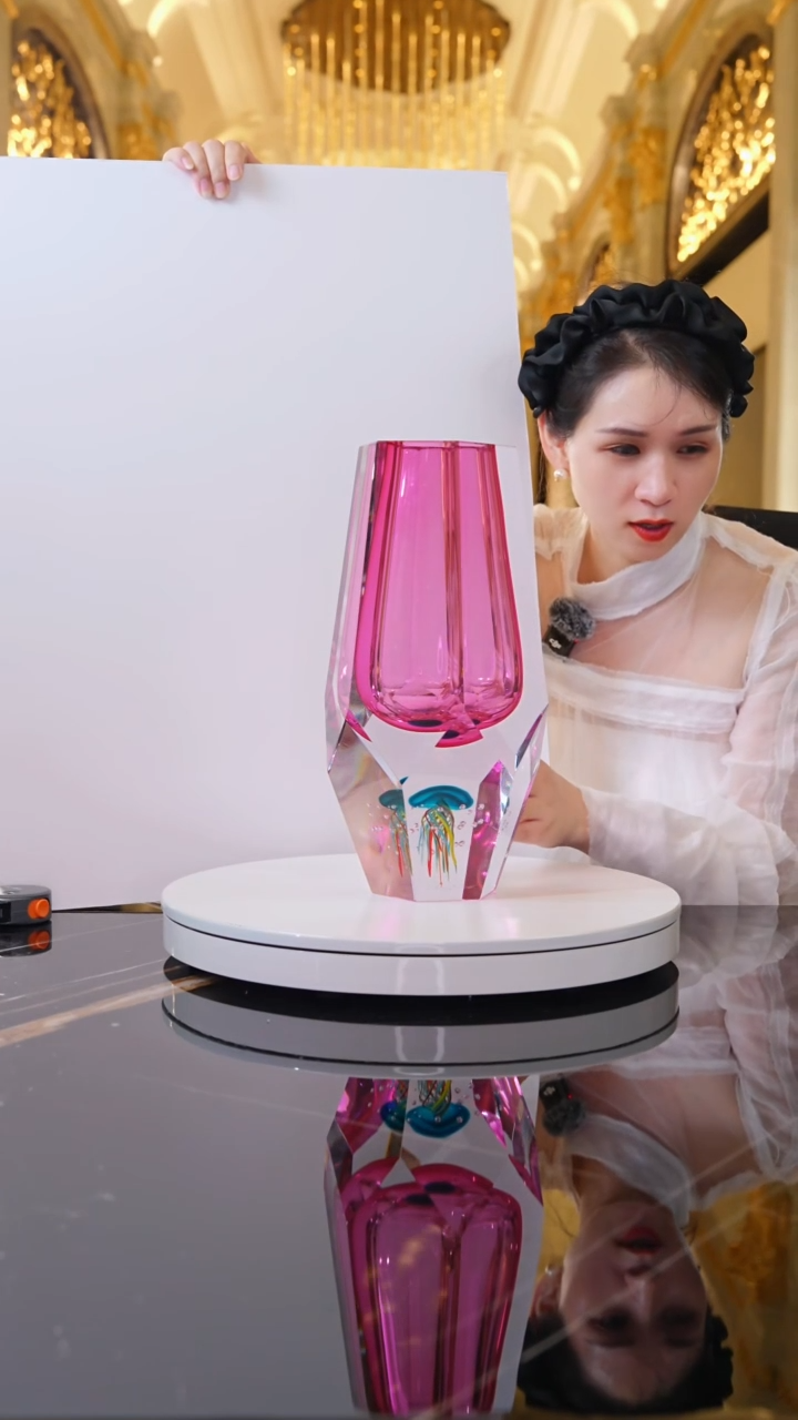 摆件AJ05501金红水母琉璃大花瓶