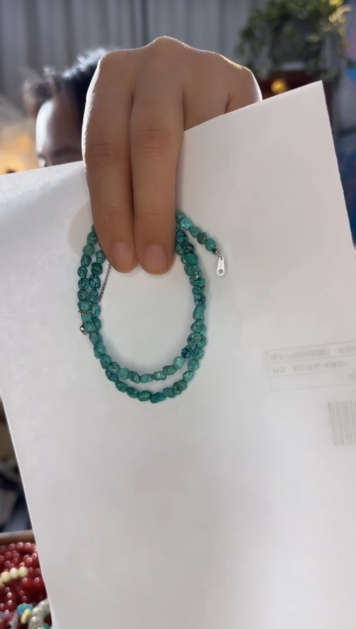 未镶嵌绿松石颈饰绿松石随型精品锁骨链