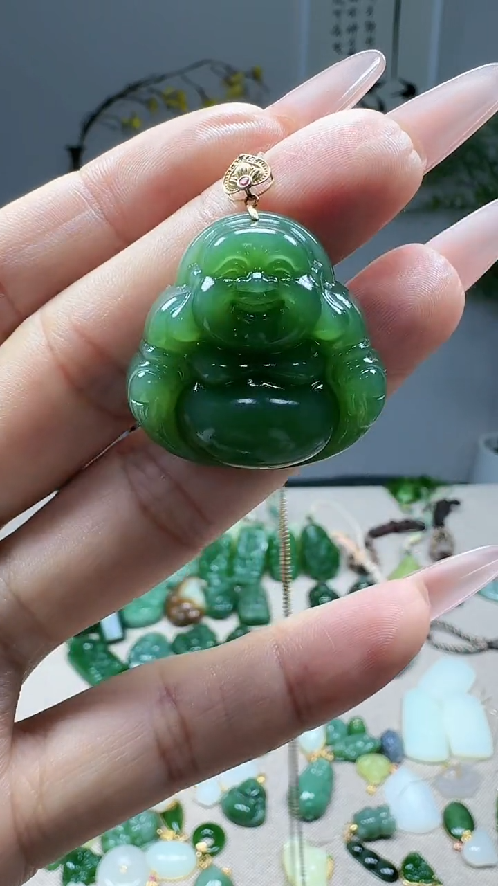 吊坠(不含链)18K金镶嵌和田玉1