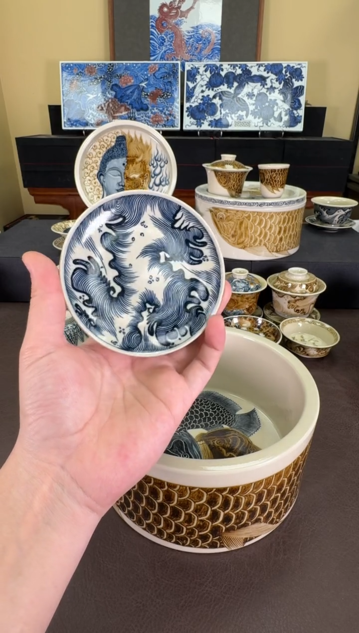 【闪购商品】二号釉纯海浪纹杯垫