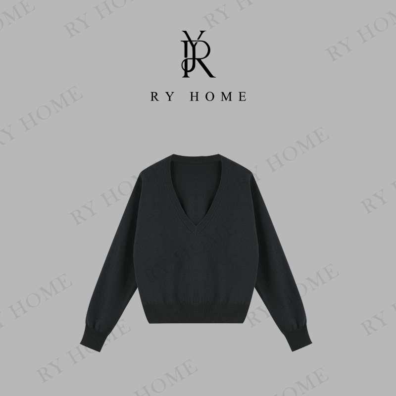 【容雨RYHOME】100绵羊毛V领长袖毛衣243M2755