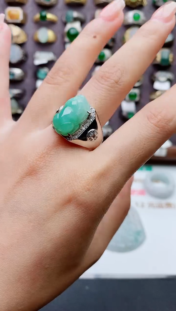 未镶嵌戒指翡翠天然翡翠男戒