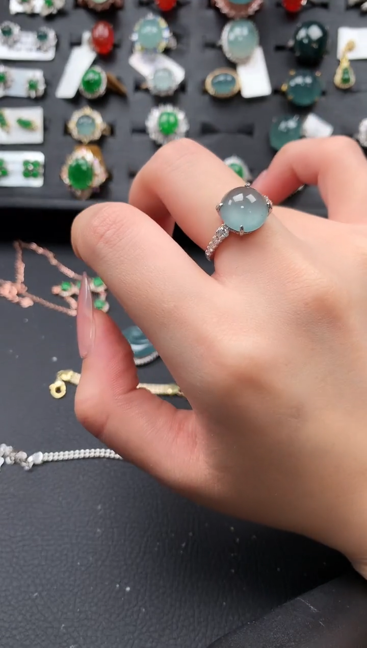 【闪购商品】翡翠戒指银S925镶嵌52141