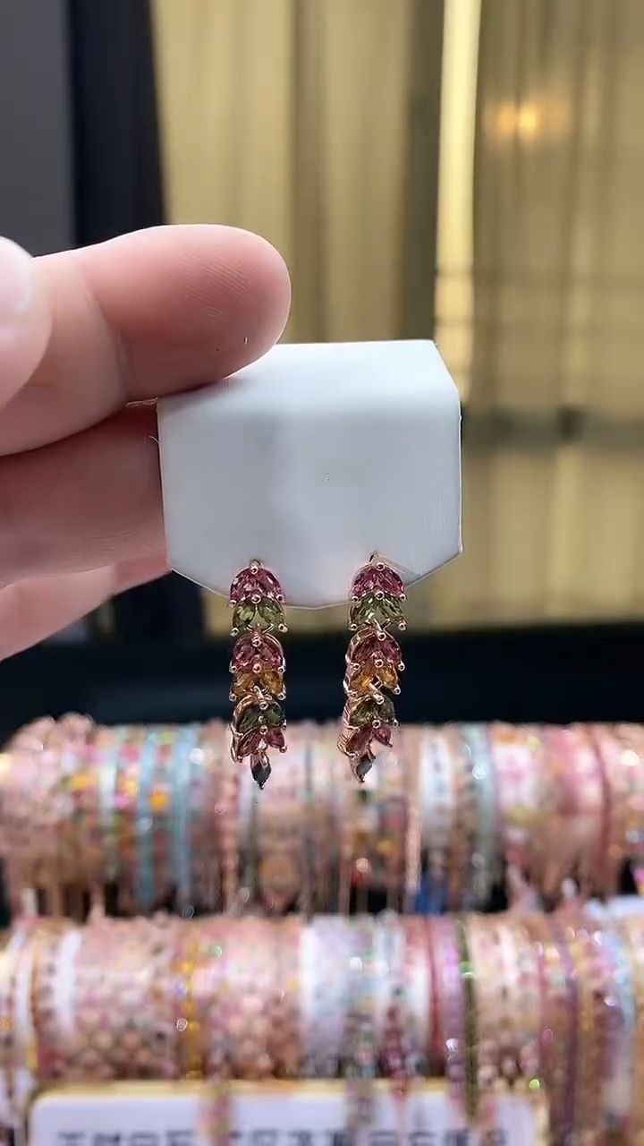 【闪购商品】碧玺耳钉银S925镶嵌1561591656655