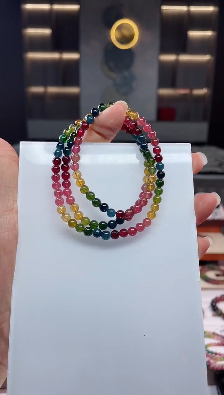 未镶嵌老矿碧玺三圈手串5mm+碧玺（多样性发一条）Q