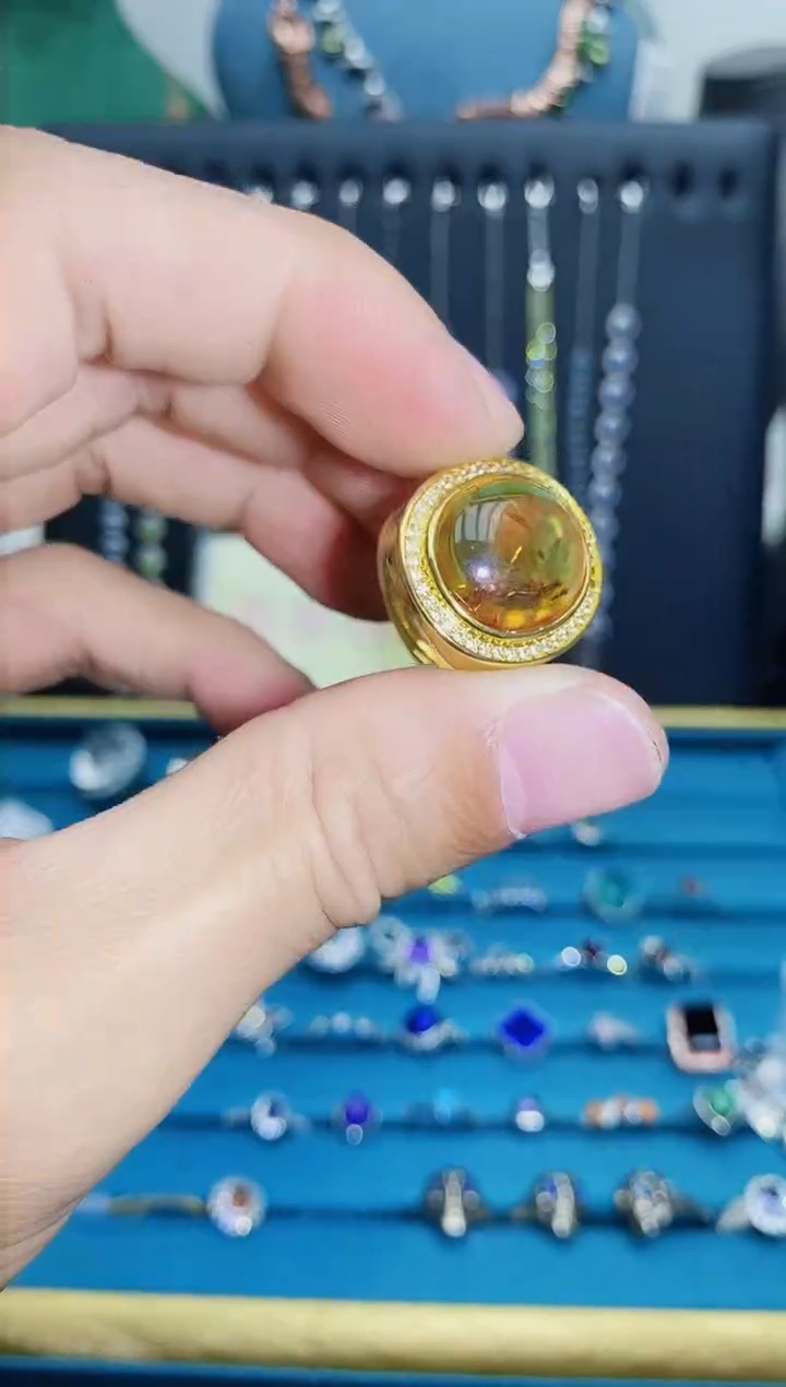 【闪购商品】琥珀戒指银S925镶嵌1211