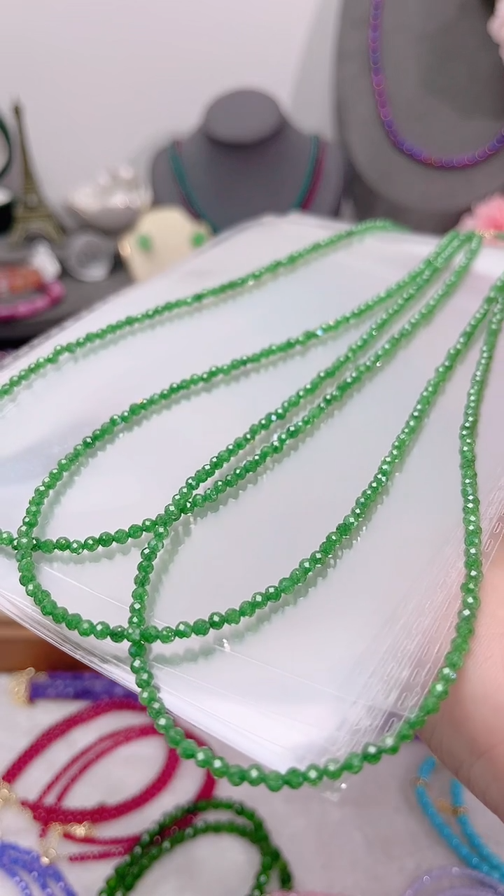 颈饰银S925镶嵌石榴石（沙弗莱）硬抛99