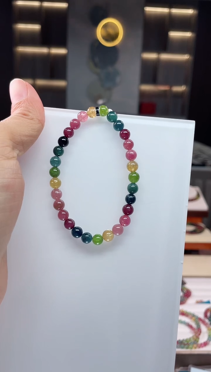 未镶嵌老矿碧玺单圈手串6mm+碧玺（多样性发一条）Q