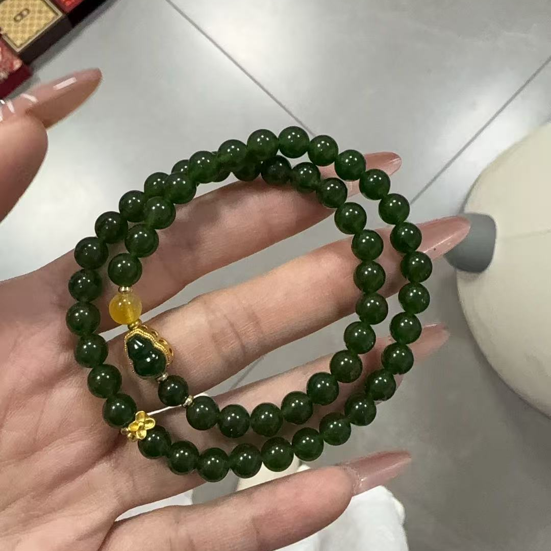 高级绿双圈手串+礼盒SZH0883