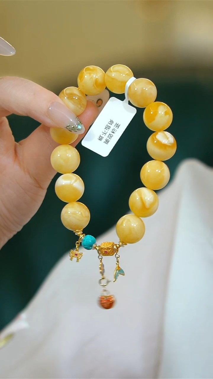 【闪购商品】蜜蜡手链18K金镶嵌蜜蜡18k单圈手链