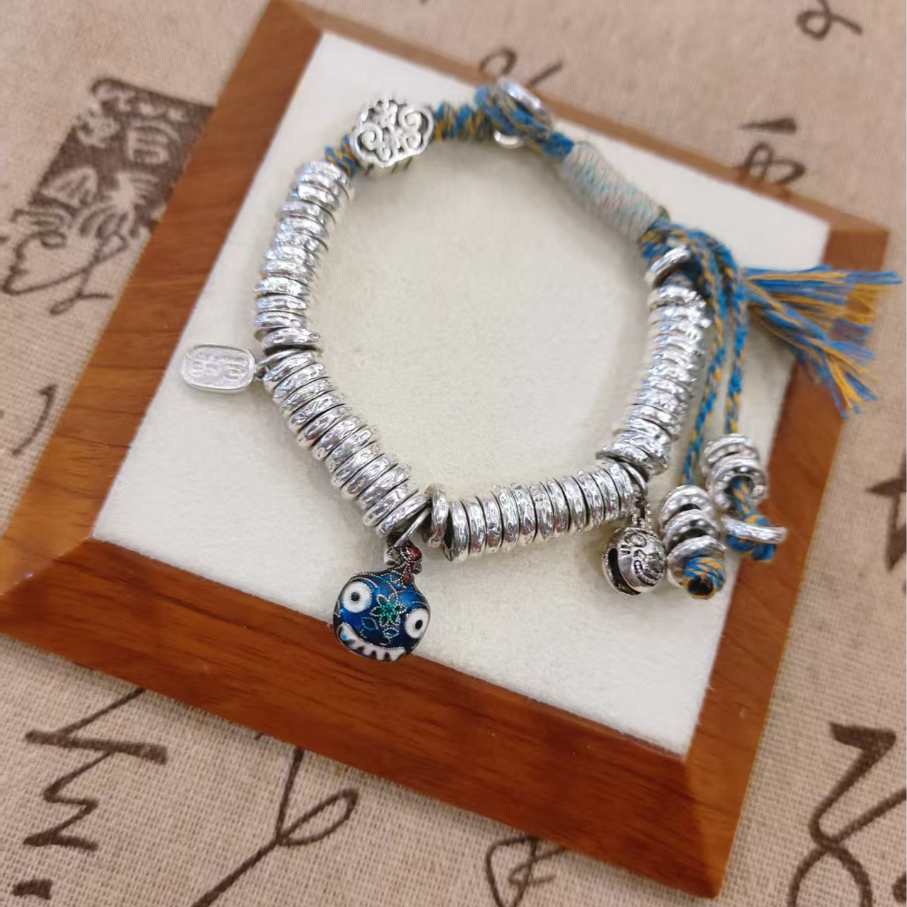 足银手镯 999.9【S172】爆款吞金兽盘缠手链时尚如意招财设计手串