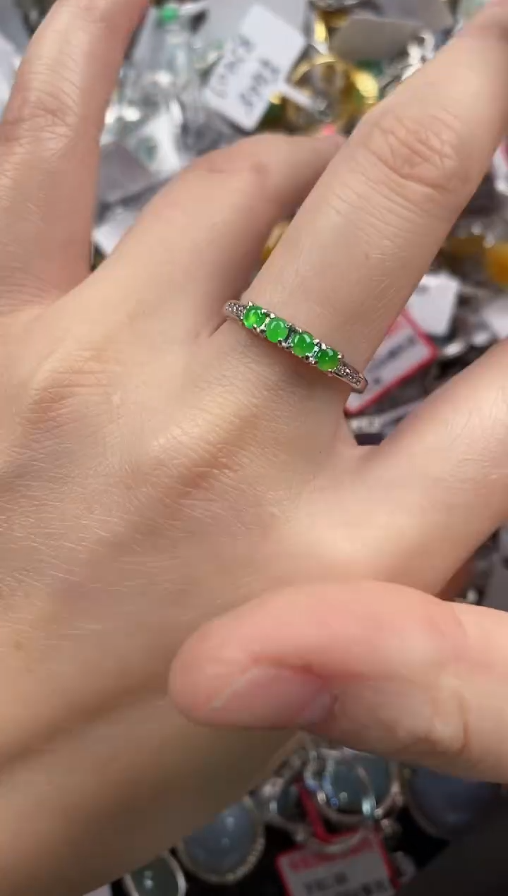 银S925镶嵌戒指翡翠666  6